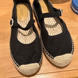 J. Crew Black Espadrille Mary Jane Flats Size 9 - Like New
